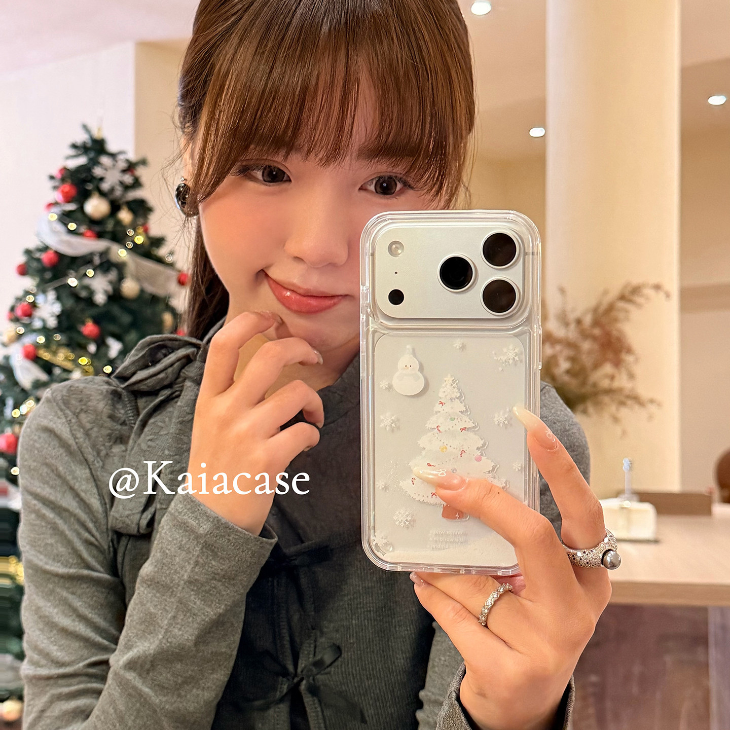 kaia 秋冬流沙雪花白色雪人圣诞树适用苹果17promax手机壳iphone16pro新款13女14pro创意15pro全包防摔手机套,3C数码配件,手机保护套/壳,淘宝优惠券,粉丝福利购,淘宝优惠卷