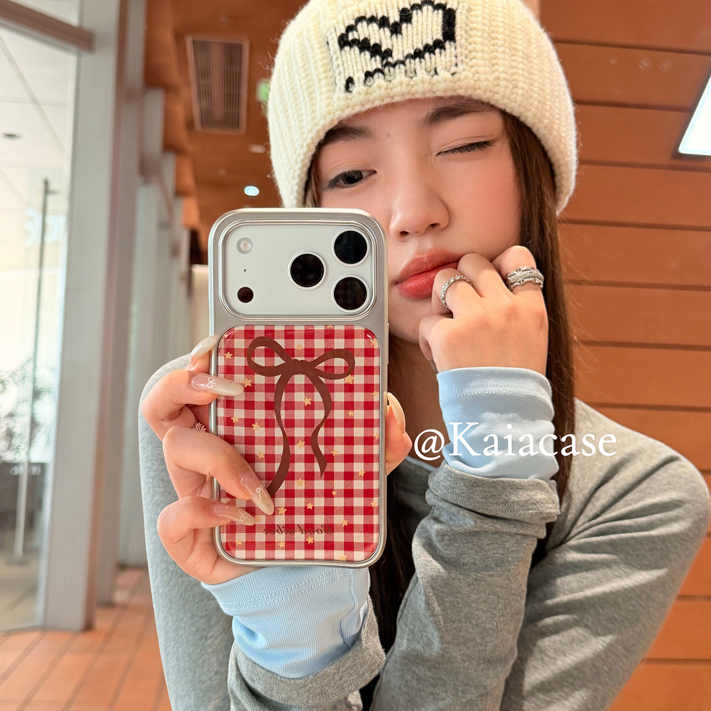 kaia 小众少女心红格纹蝴蝶结星星适用苹果17promax手机壳iphone16pro新款15女14pro创意15pro全包防摔手机套,3C数码配件,手机保护套/壳,淘宝优惠券,粉丝福利购,淘宝优惠卷