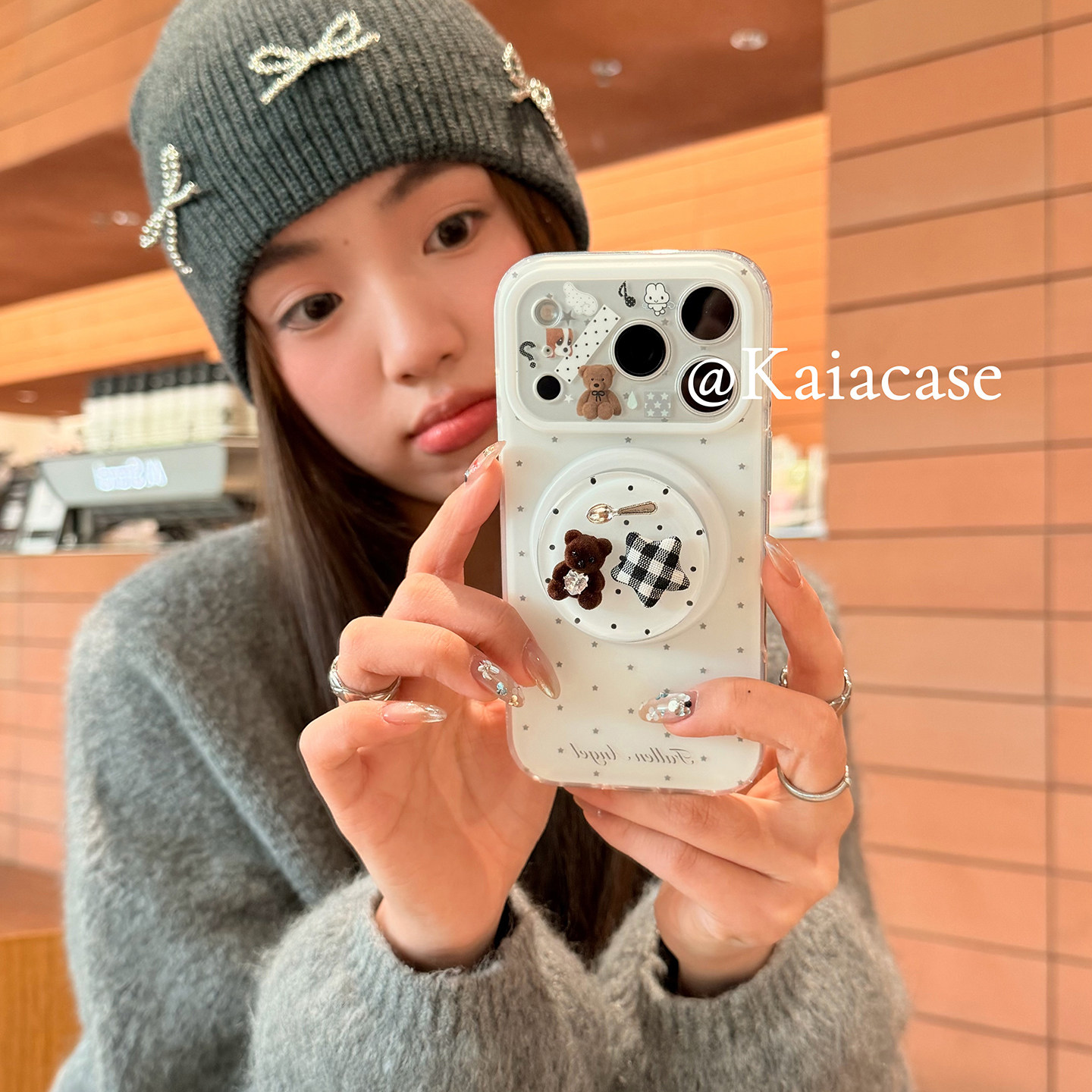 kaia韩风ins波点立体小熊星星适用苹果17promax手机壳iphone16pro新款17女14pro磁吸支架15pro全包防摔手机套,3C数码配件,手机保护套/壳,淘宝优惠券,粉丝福利购,淘宝优惠卷