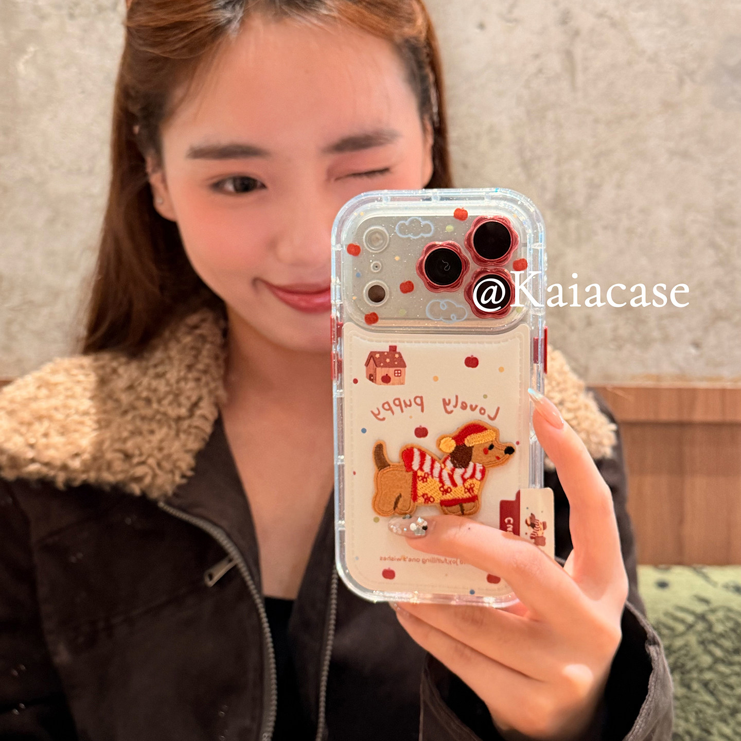 kaia 秋冬卡通刺绣围巾腊肠狗标签适用苹果17promax手机壳iphone16pro新款13女14pro创意15pro皮质防摔手机套,3C数码配件,手机保护套/壳,淘宝优惠券,粉丝福利购,淘宝优惠卷