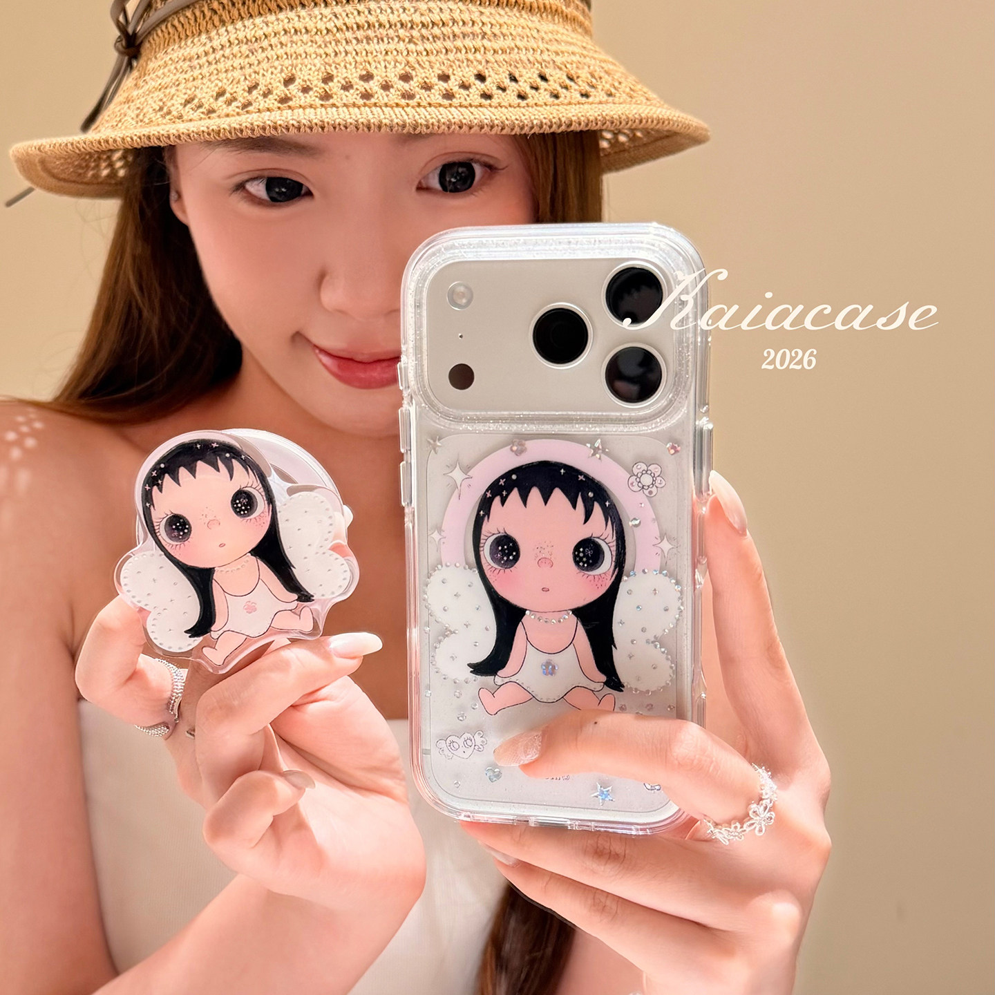 kaia 少女心可爱小玉yuy星星适用苹果17promax手机壳iphone16pro新款13女14pro磁吸支架15pro全包防摔手机套