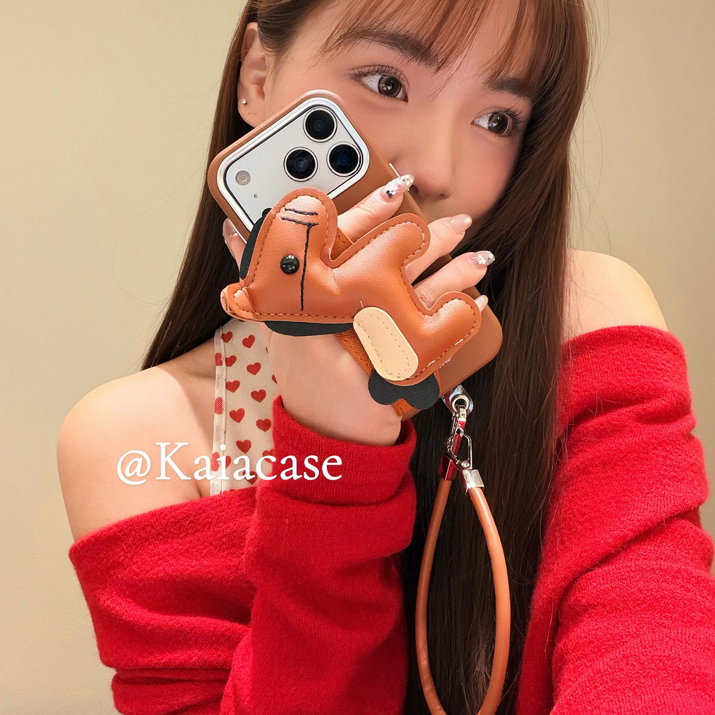 kaia 秋冬纯色腕带立体小马适用苹果17promax手机壳iphone16pro新款13女14pro挂绳15pro皮纹二合一防摔手机套,3C数码配件,手机保护套/壳,淘宝优惠券,粉丝福利购,淘宝优惠卷