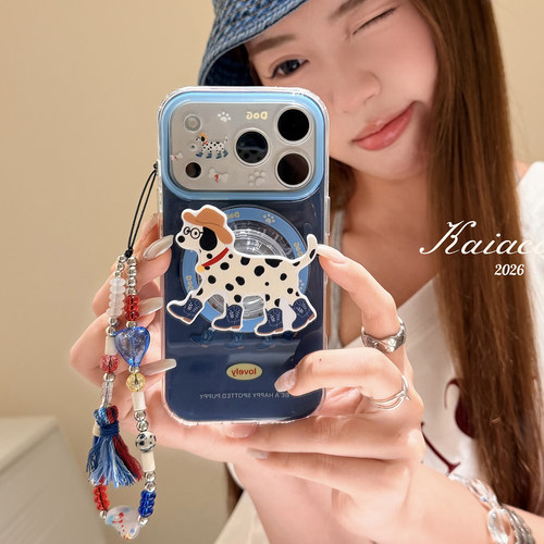 kaia 西部牛仔斑点狗磁吸支架适用于苹果17promax手机壳iphone16pro新款13女14pro带链条15pro全包防摔手机套