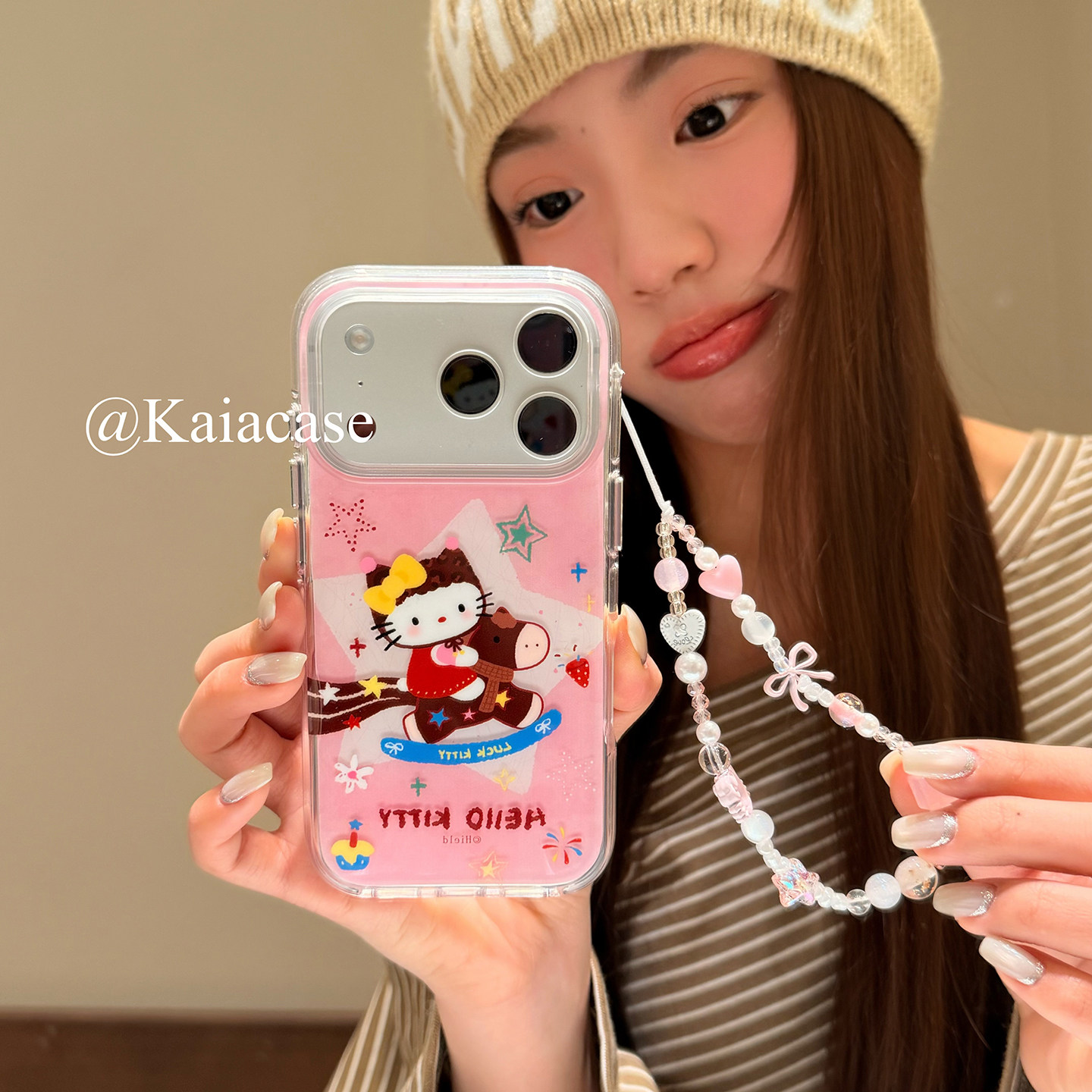 kaia 少女心彩绘星星哈喽kt骑马适用苹果17promax手机