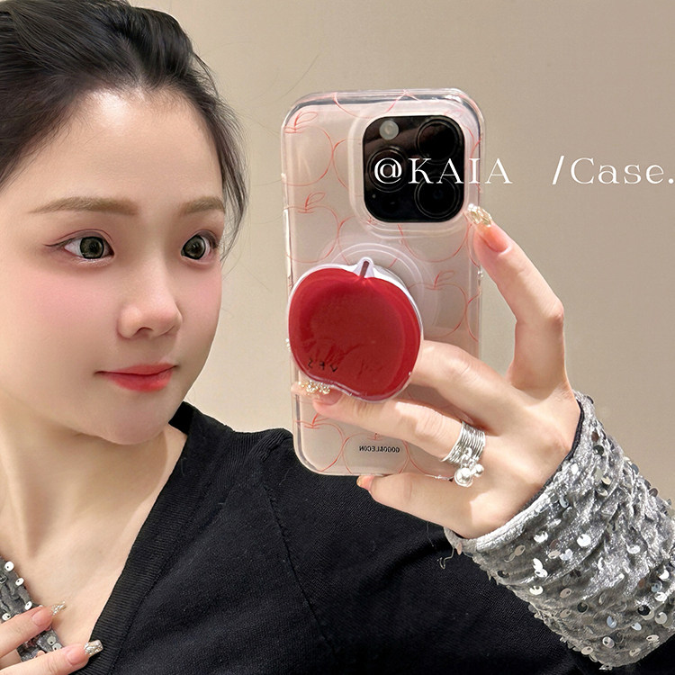 kaia 日韩ins风简约线条红苹果适用苹果16promax手机