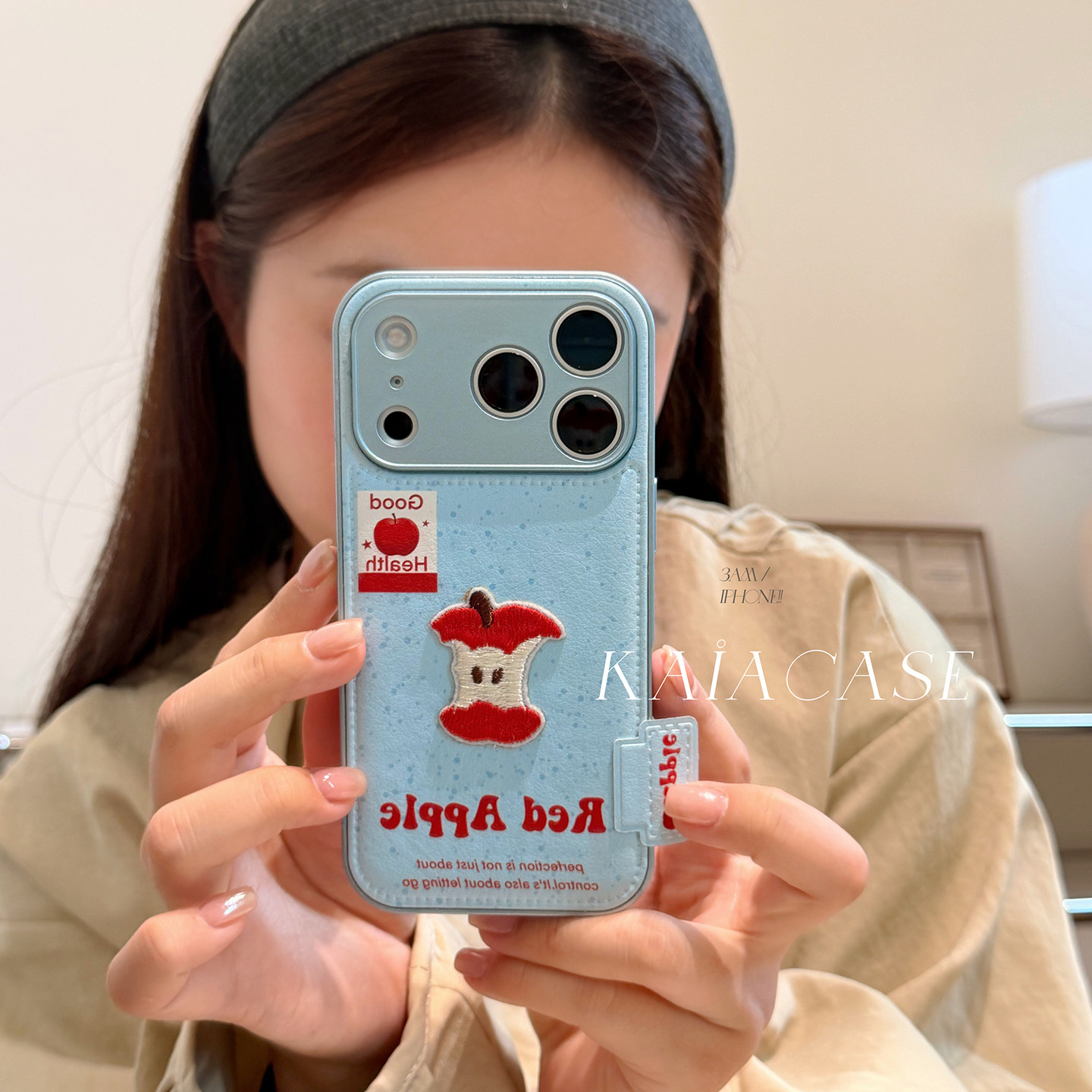 kaia 日韩ins小众艺术刺绣苹果核适用苹果17promax手