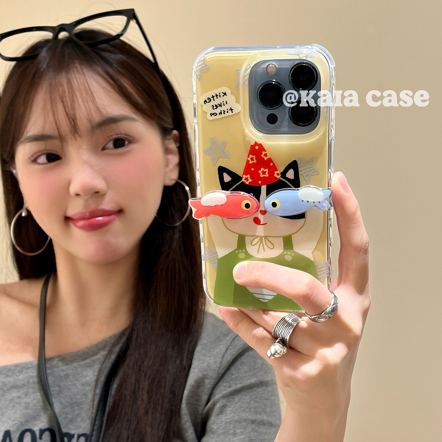 kaia 趣味搞怪可爱卡通猫咪立体小鱼适用苹果16promax手机壳iphone13新款15女14pro创意16pro全包防摔手机套,3C数码配件,手机保护套/壳,淘宝优惠券,粉丝福利购,淘宝优惠卷