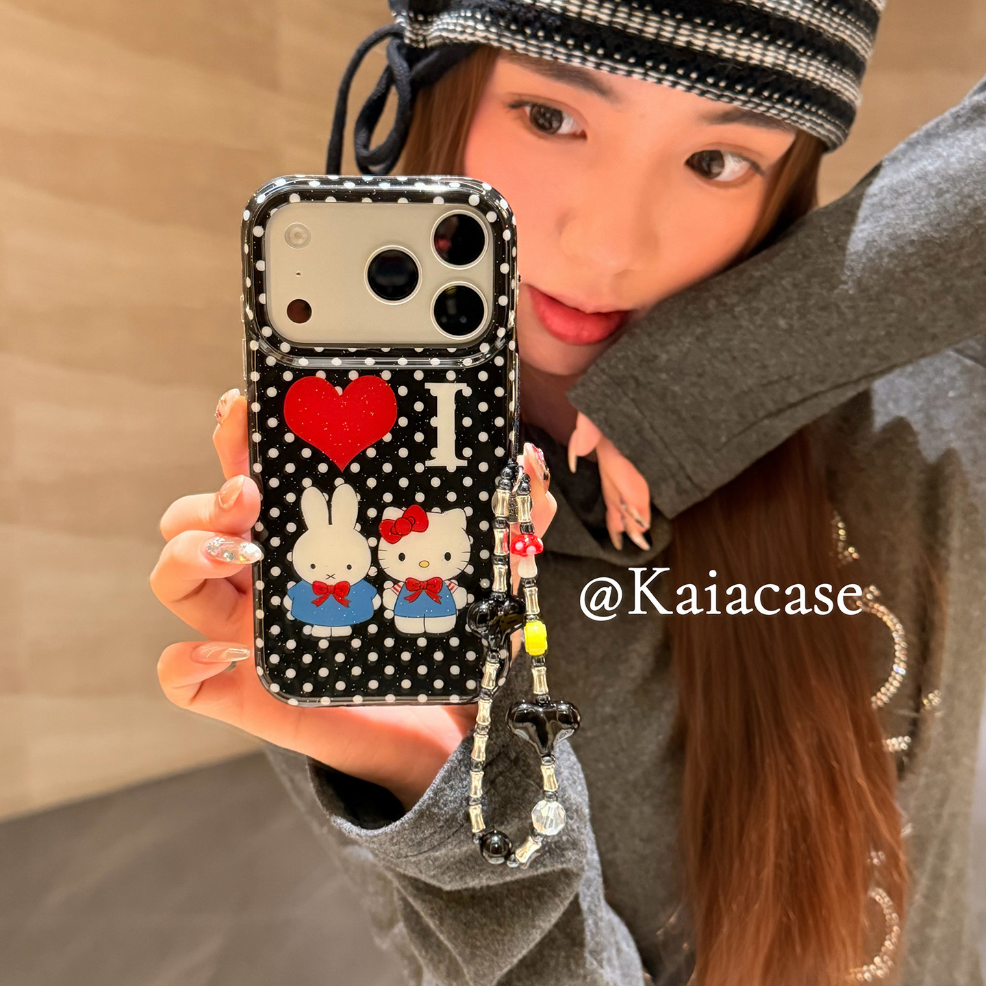 kaia 甜酷卡通校服哈喽kt猫兔子适用苹果17promax手机壳iphone16pro新款17女14pro带链条15pro双层防摔手机套,3C数码配件,手机保护套/壳,淘宝优惠券,粉丝福利购,淘宝优惠卷