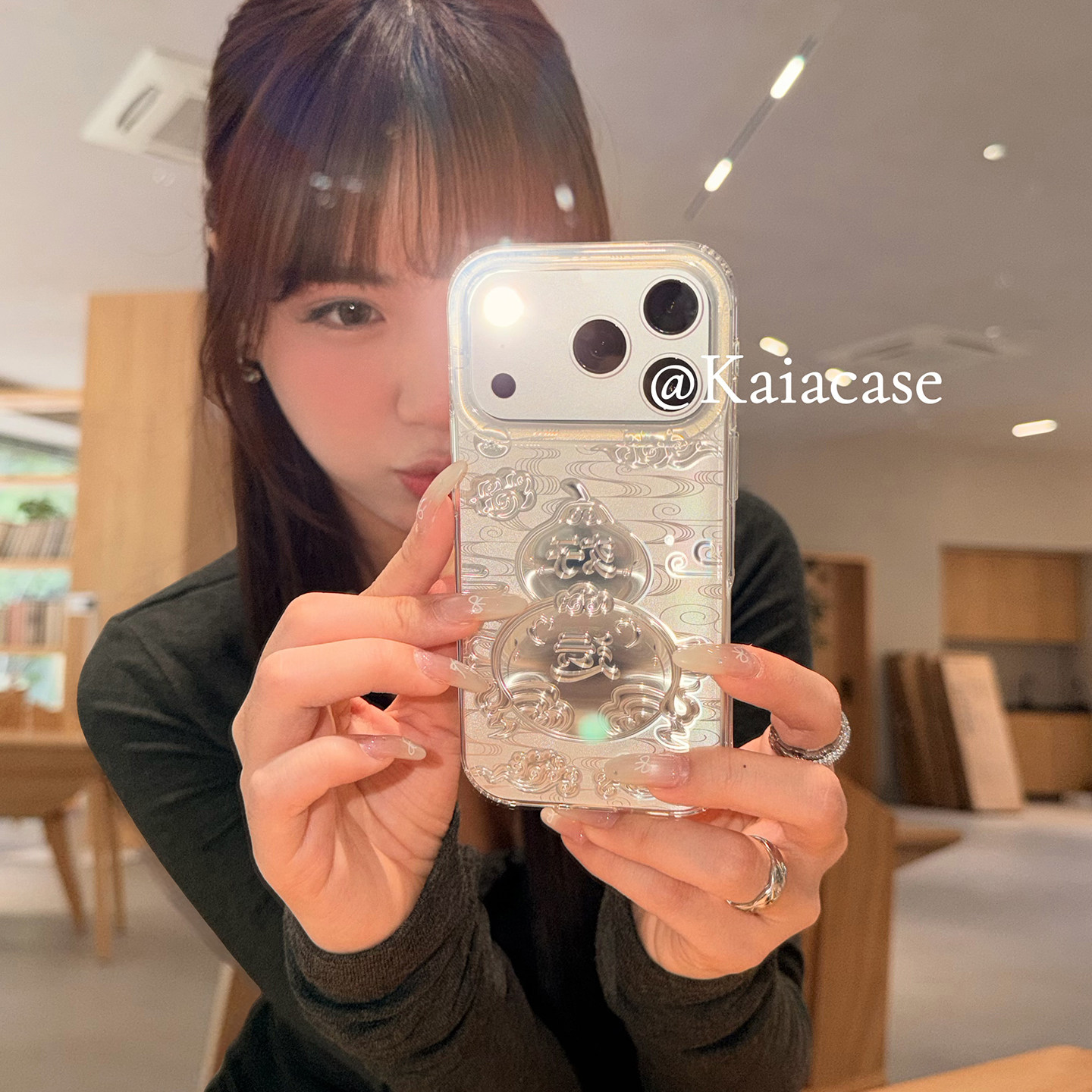 kaia 新中式银色好运葫芦祥云适用苹果17promax手机壳iphone16pro新款15女14pro创意15pro全包双层防摔手机套,3C数码配件,手机保护套/壳,淘宝优惠券,粉丝福利购,淘宝优惠卷
