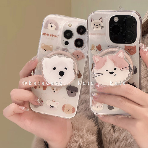 kaia 可爱猫咪小狗磁吸支架适用iphone17promax手机壳苹果16新款15软壳14女款12创意14pro/13pro苹果11保护套