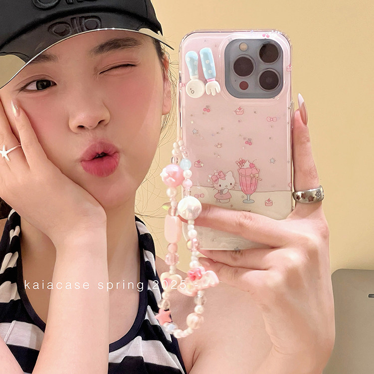 kaia 可爱少女心闪粉哈喽kt凯蒂猫适用苹果16promax手机壳iphone13新款15女14pro带链条16pro双层防摔手机套,3C数码配件,手机保护套/壳,淘宝优惠券,粉丝福利购,淘宝优惠卷