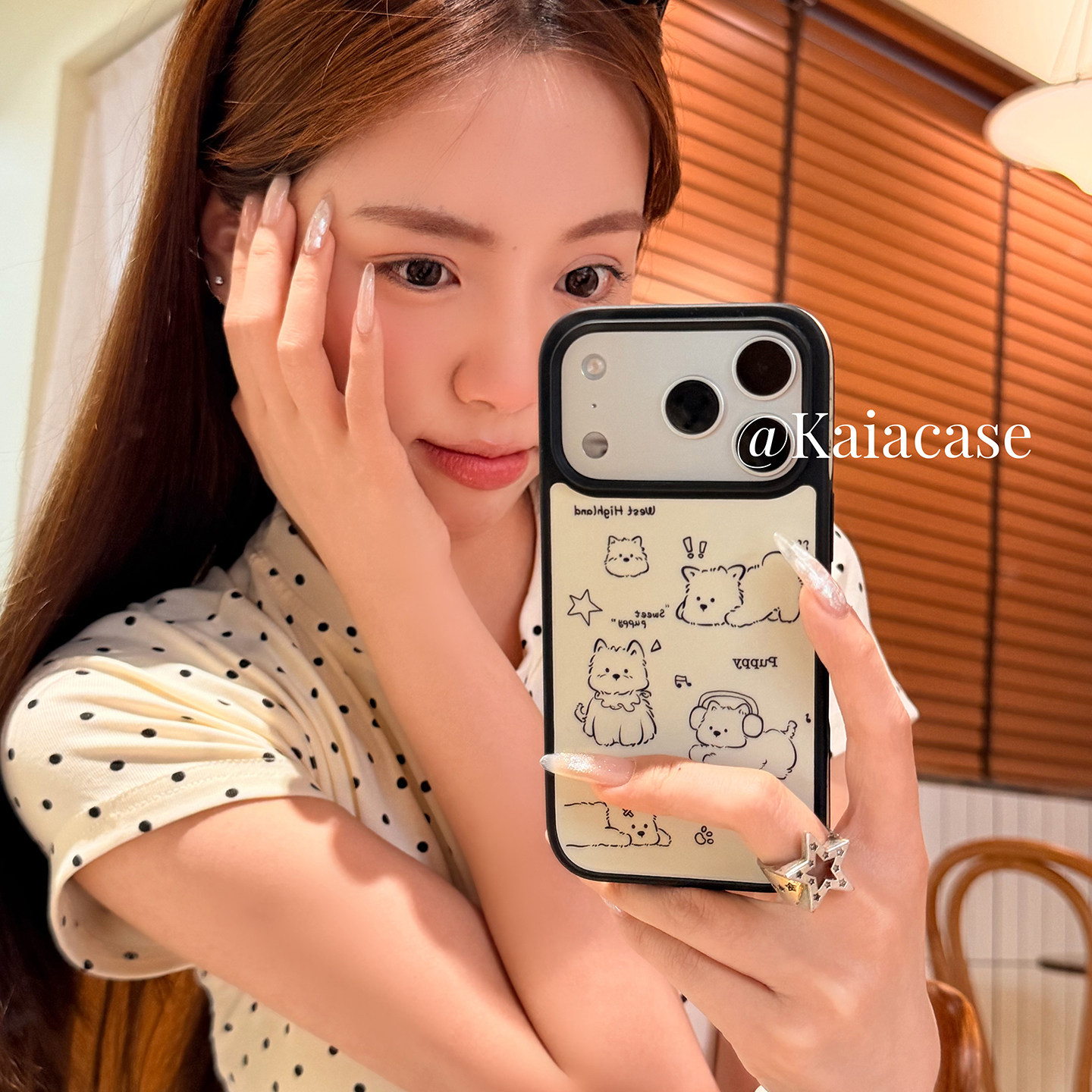 kaia简约ins卡通线条狗狗星星插画适用苹果17promax手