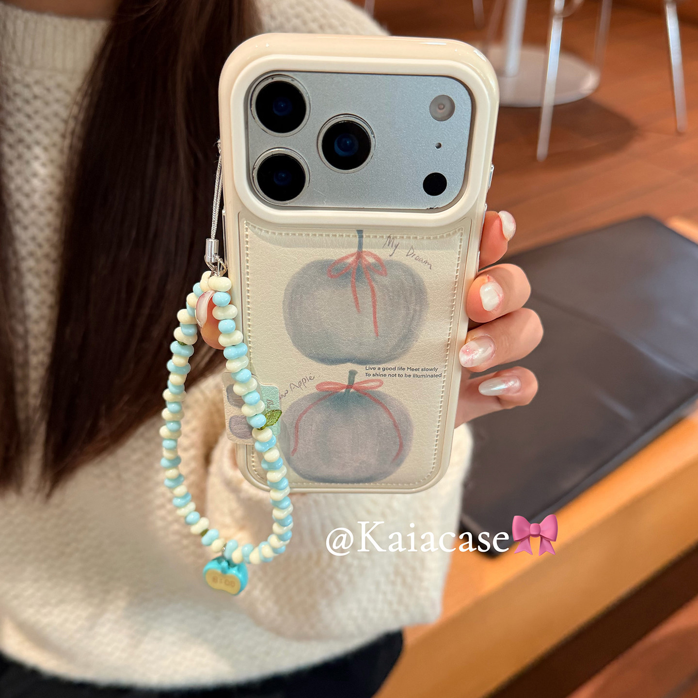 kaia小众ins极简艺术油画蓝苹果适用苹果17promax手机壳iphone16pro新款15女14pro带链条15pro皮质防摔手机套,3C数码配件,手机保护套/壳,淘宝优惠券,粉丝福利购,淘宝优惠卷