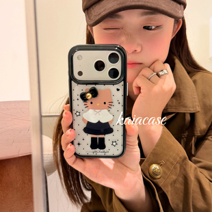 kaia时髦ins波点变装哈喽kt蝴蝶结适用苹果17promax手机壳iphone16pro新款15女14pro创意15pro全包防摔手机套