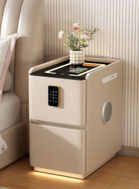 智能床头柜家用小型免安装高级储物窄小柜子小户型卧室实木床边柜