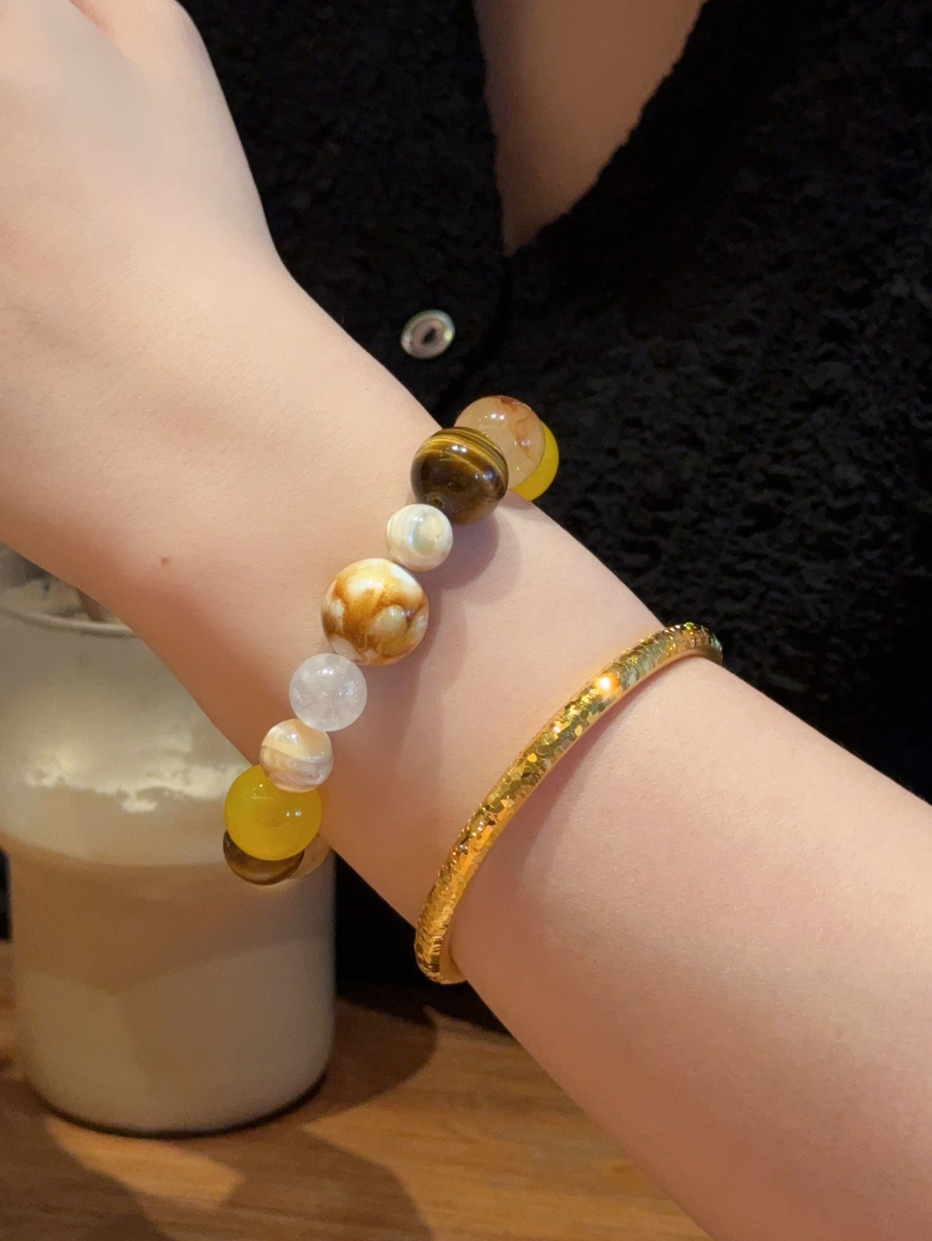 波光粼粼碎冰冰古法工艺手镯