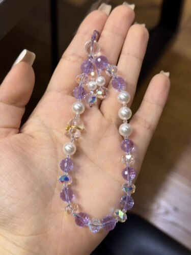 紫色小熊水晶手机链