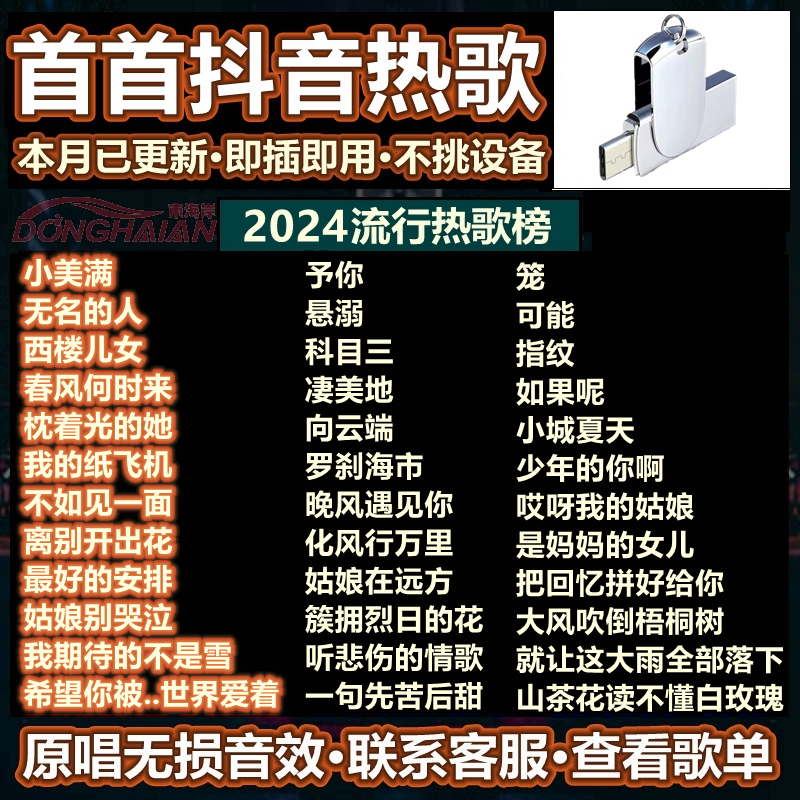 车载u盘歌曲2024新款流行抖音热门经典DJ新歌无损高品音质USB优盘 闪存卡/U盘/存储/移动硬盘 普通U盘/固态U盘/音乐U盘 原图主图