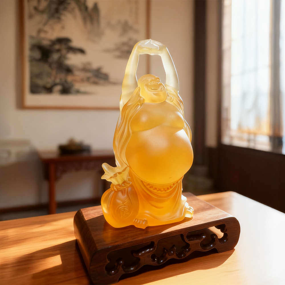 麦玲玲吉庆堂 福禄满庭-琉璃笑佛 寓意福乐满门家用精品送礼摆件