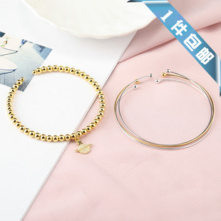 DIY可串珠拧扣手镯 S925纯银螺丝手圈 开口螺纹手环 饰品 在熙