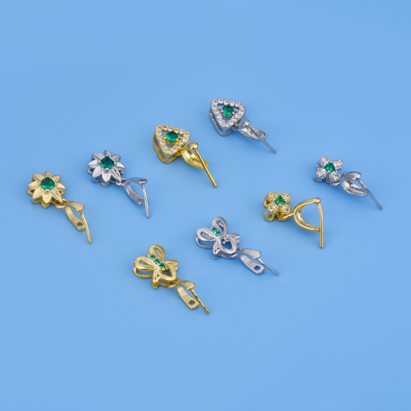 s925纯银吊坠扣翡翠水晶扣头