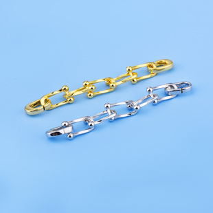 S925纯银双面开口马蹄延长链手链项链连接加长手工diy配件银饰品