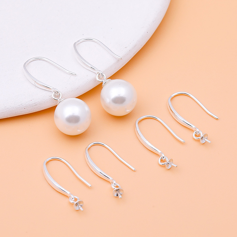 在熙珍珠托盘耳钩925纯银女