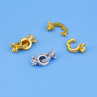 diy珍珠扣配件S925纯银扣头珍珠项链手链连接扣手工串珠莲花搭扣