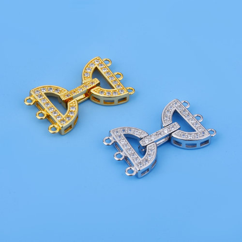 s925珍珠纯银白金色扣diy
