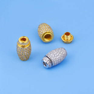 S925纯银满钻拧扣珍珠手链项链扣头螺丝扣子珍珠扣串珠配件收尾扣