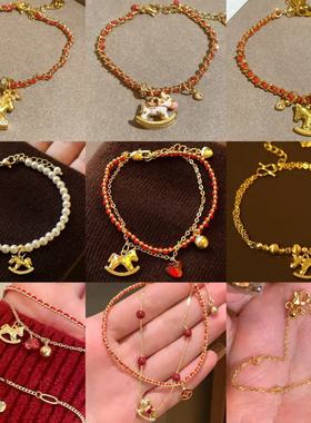 本命年锆石小马手链新中式复古小众气质百搭手环轻奢高级感手饰女