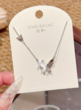 轻奢高级感蝴蝶锁骨链小众设计感精致清新甜美简约百搭气质项链