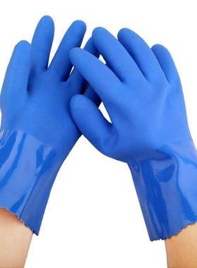 劳保手套耐磨工作全胶防水防油耐酸胶满胶全挂耐黄色PVC棉毛浸塑