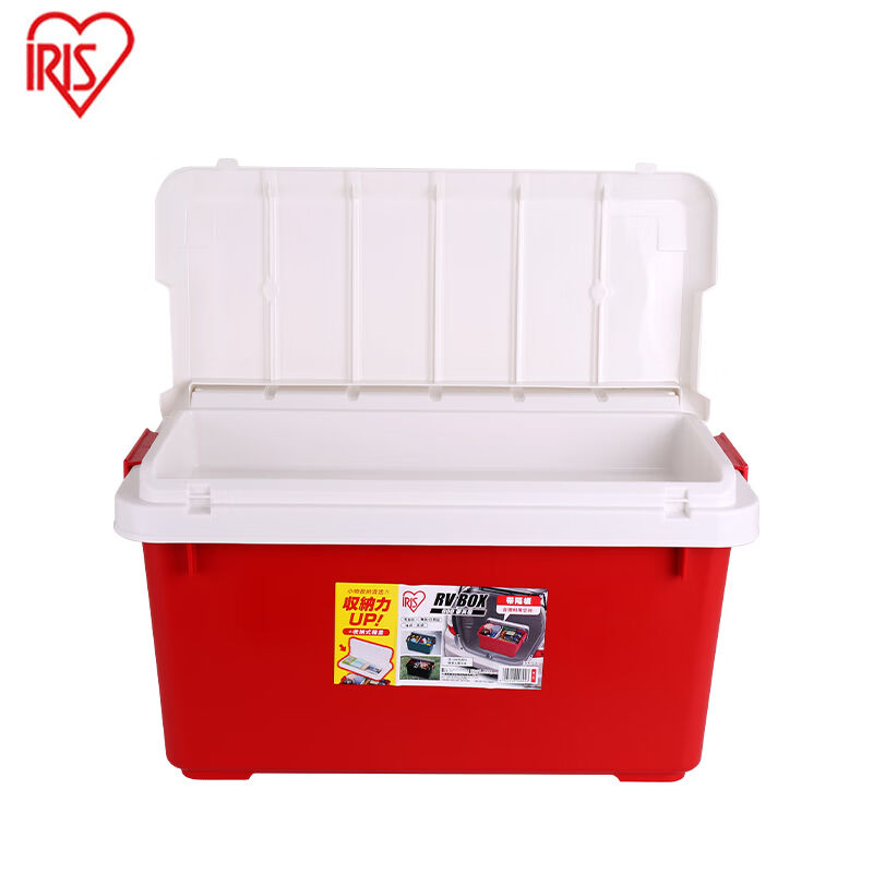 爱丽思(IRIS)RV600盖中盖收纳箱储物箱环保PP树脂收纳箱白/红色