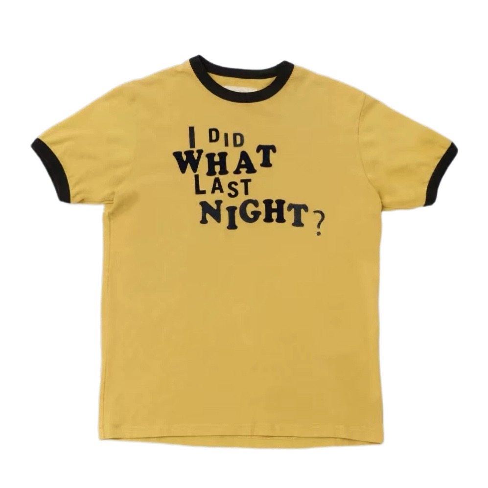 thumbnail for BMC ERL American vintage yellow flocked letters contrasting slogan short sleeve crew neck straight shoulder T-shirt Kim Min-kyu is the same