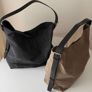 BMC LE极简老钱风 belted tote拼接帆布单肩斜挎托特包Jennie同款