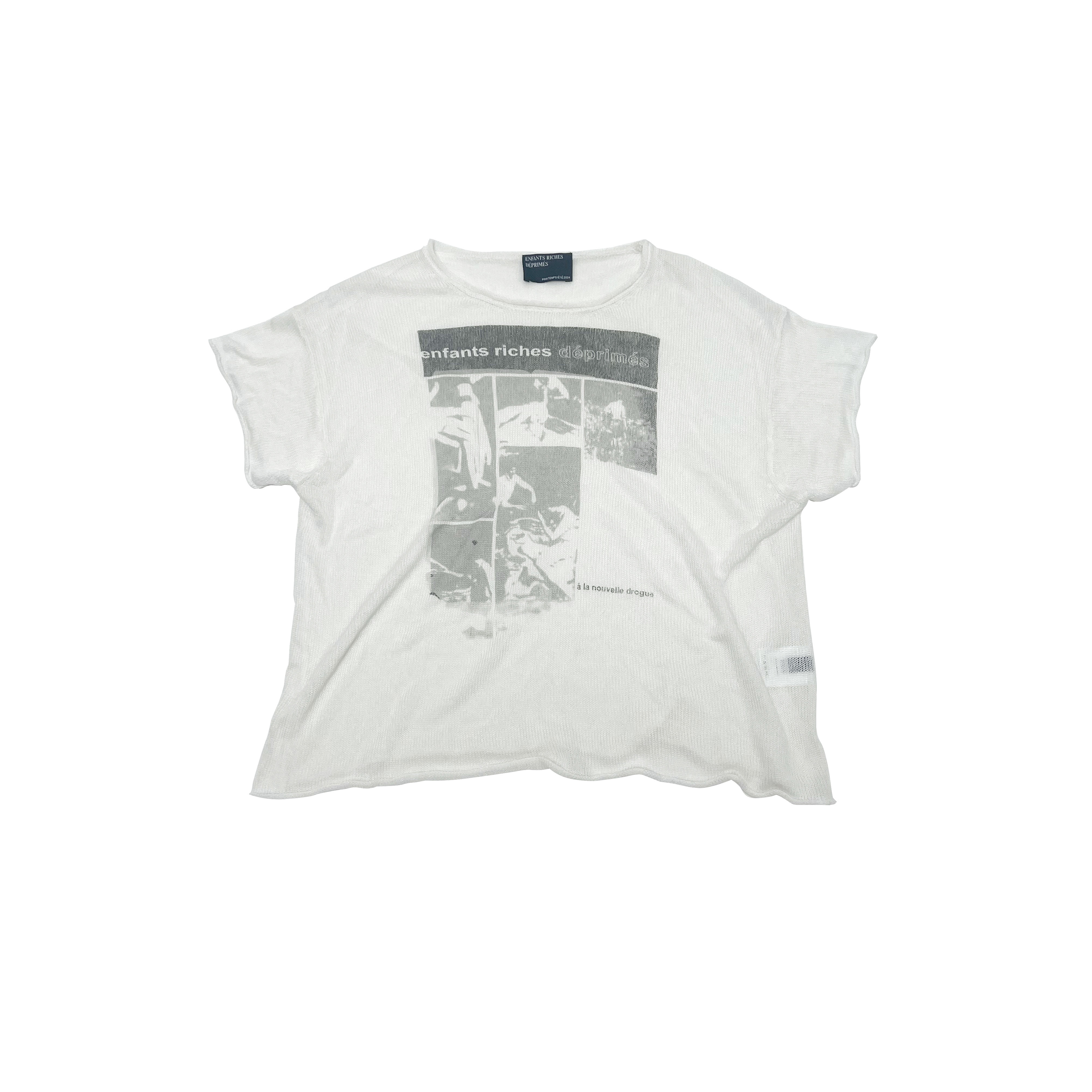 thumbnail for ERD's melancholy rich second-generation pearl cotton thin knitted soft waxy see-through print short-sleeved boxy T-shirt carbonated with the same style