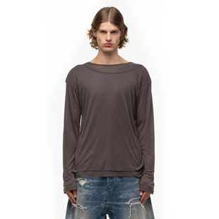 可可棕nofaith高弹垂坠双层天丝混纺软糯内搭打底基础长袖 tee