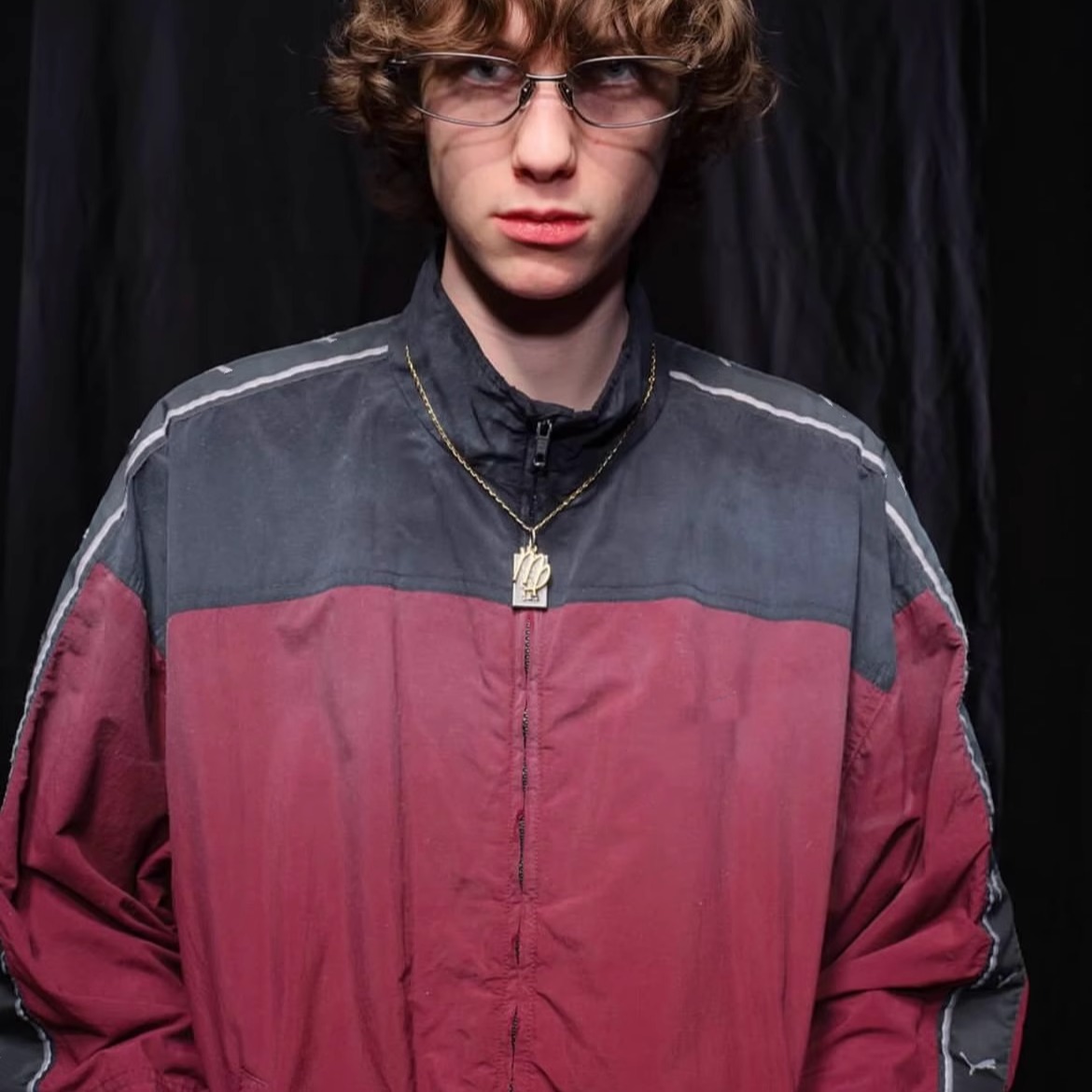 BMC联名串标酒红拼色尼龙网眼运动服夹克Tracksuit薄款校服外套