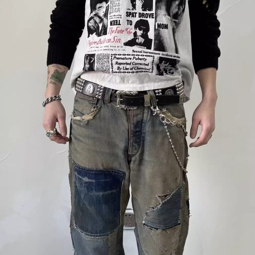 银币勋章朋克风做旧腰带