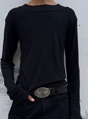 [现货]nofaith高弹垂坠双层纽扣天丝混纺软糯内搭打底基础长袖tee