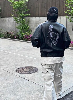 [真材实料]ERD忧郁的富二代黑色神秘人重工刺绣羊皮皮衣夹克外套