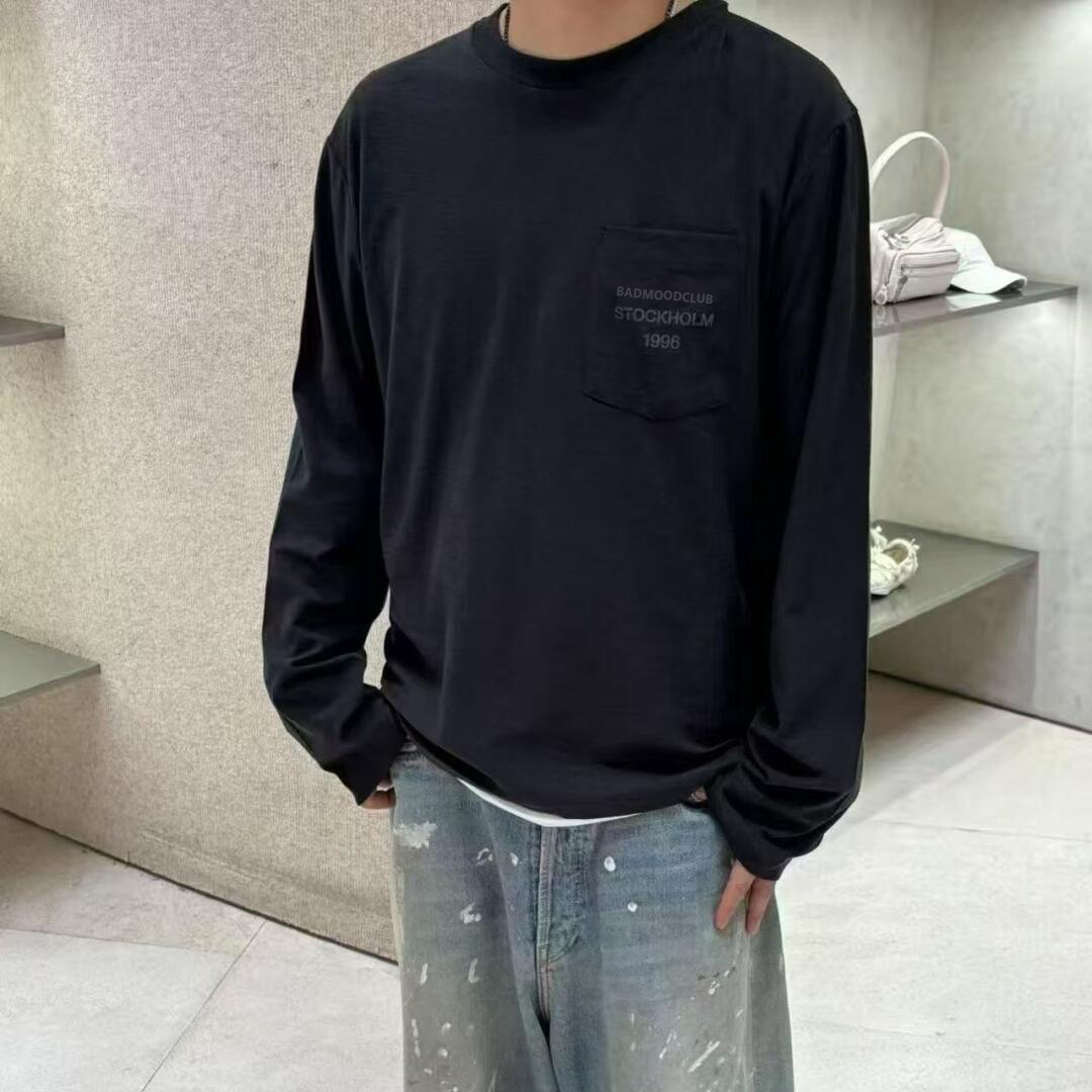 logo徽标印花麻棉竹节纹长袖