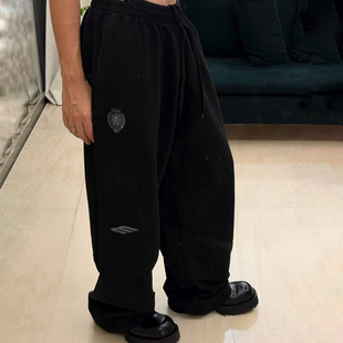宽松廓形baggy休闲长裤 BMC 足球系列3b印花曼联徽章加绒卫裤