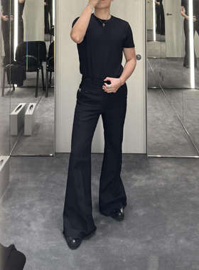 BMC 25ss立体剪裁Flared Pants 羊毛微喇烫线西裤修身休闲长裤