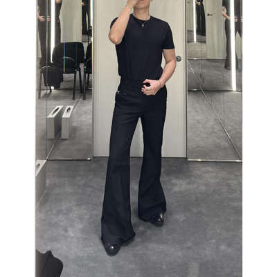 立体剪裁微喇羊毛西裤