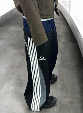 「现货」BMC CUT-UP秀款双层双腰拼接运动长裤条纹撞色休闲裤