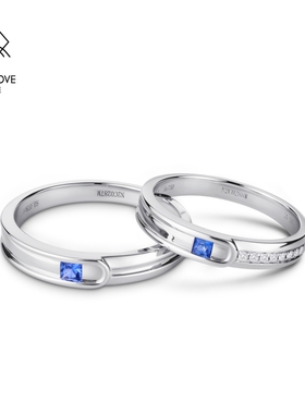VANNY LOVE/梵尼洛芙命运蓝宝石对戒18k玫瑰金定制情侣对戒婚戒
