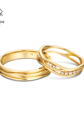 VANNY LOVE/梵尼洛芙山海情侣对戒女钻石戒指18K金定制婚戒一对