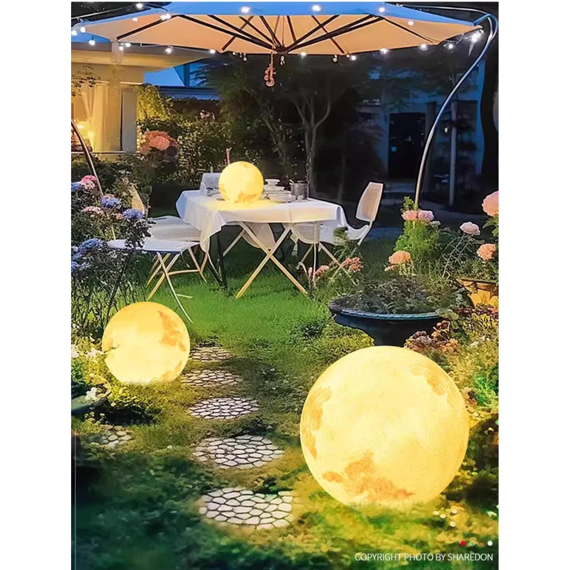 户外月球灯太阳能庭院灯月亮灯草坪灯别墅花园灯景观灯球灯落地灯